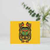 Native Haida Art Frog - schwarz auf gelb Postkarte (Stehend Vorderseite)