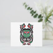 Native Haida Art Frog - schwarz auf weiß Postkarte (Stehend Vorderseite)