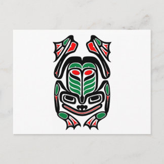 Native Haida Art Frog - schwarz auf weiß Postkarte