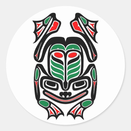 Native Haida Art Frog - schwarz auf weiß Runder Aufkleber (Vorderseite)