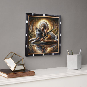 Native Hearth: Willow Boughs Gentle Peace Quadratische Wanduhr