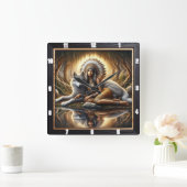 Native Hearth: Willow Boughs Gentle Peace Quadratische Wanduhr (Zuhause)