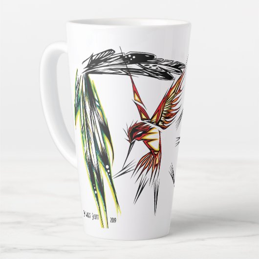 Native Hummingbird Totem Latte Tasse (Linke Ecke)