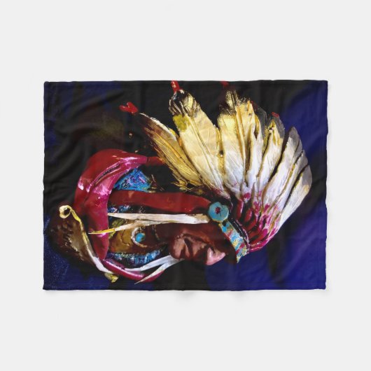 Native " Hunkpapa Chief" original art Fleecedecke (Vorderseite (Horizontal))