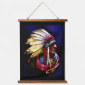 Native "Hunkpapa Chief "original art Wandteppich Mit Holzrahmen (Vorderseite)