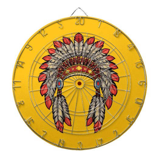 “Native Indian Chief Headdress” Dart Board Dartscheibe (vorne)