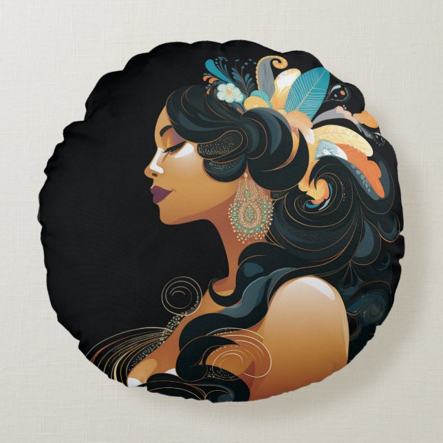 NATIVE INSPIRATION #3 RUNDES KISSEN (Vorderseite)