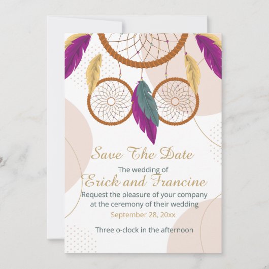 Native Inspired Dreamcatcher Wedding Save the Date (Vorderseite)