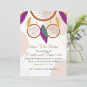 Native Inspired Dreamcatcher Wedding Save the Date (Stehend Vorderseite)