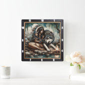 Native Journey: Mountain Air Abend Dream Quadratische Wanduhr (Zuhause)