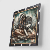 Native Journey: Mountain Air Abend Dream Quadratische Wanduhr (Winkel)