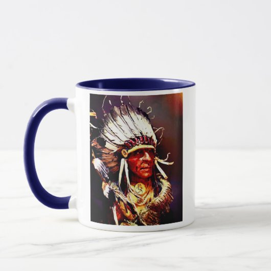 Native Kiowa Chief original art Tasse (Links)