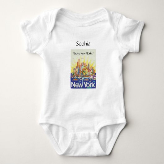 Native New Yorker Manhattan Skyline Baby Strampler (Vorderseite)