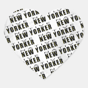 Native New Yorker Pattern Herz-Aufkleber