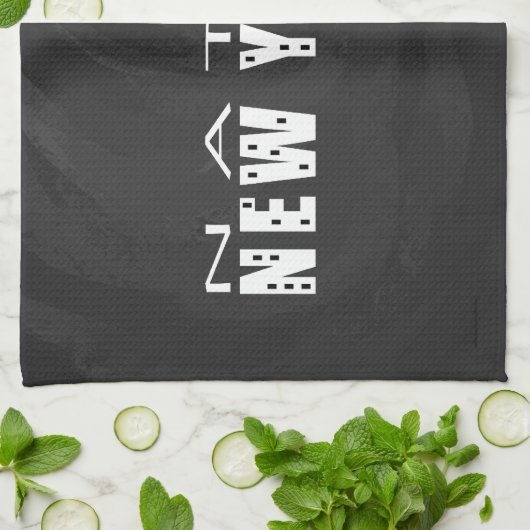 Native New Yorker schwarz Geschirrtuch (Gefaltet)