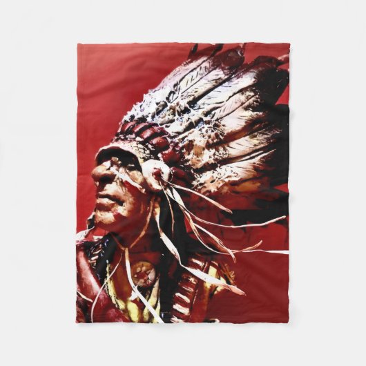 Native "Nez Perce Chief" original art Fleecedecke (Vorderseite)