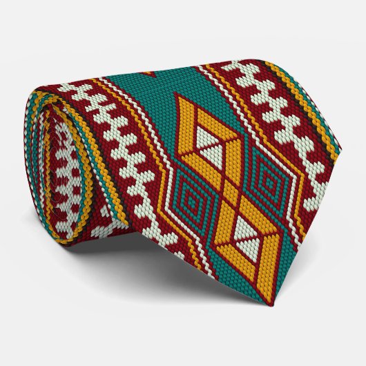 Native Pattern Geometry Mosaic Ethnic Tribal Style Krawatte (Gerollt)
