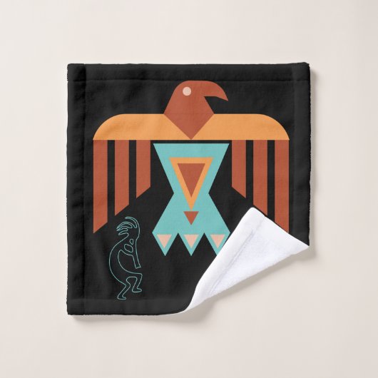Native Phoenix Aquamarin Kokopelli Badehandtuch Se Badhandtuch Set (Waschlappen)