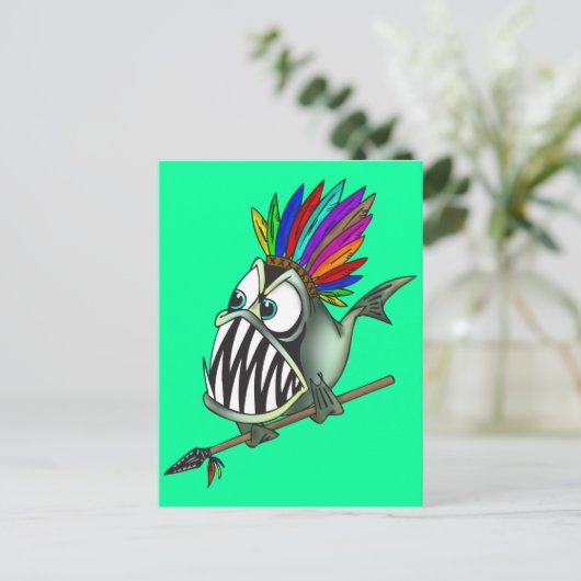 Native Piranha Postkarte (Stehend Vorderseite)