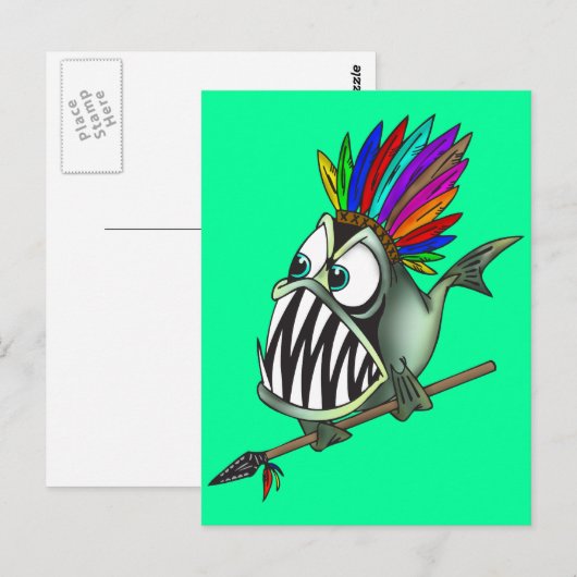Native Piranha Postkarte (Vorne/Hinten)