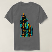 Native Print Turquoise Wolf T-Shirt (Design vorne)