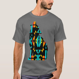 Native Print Turquoise Wolf T-Shirt