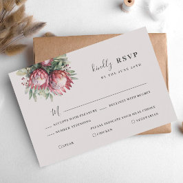 Native Protea Watercolor Floral Boho Botanisch RSVP Karte