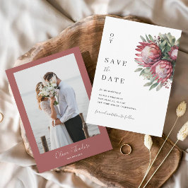 Native Protea Watercolor Floral Boho Botanisch Save The Date