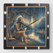 Native River Rhythm: Wildwood Heart Beat Quadratische Wanduhr (Vorderseite)