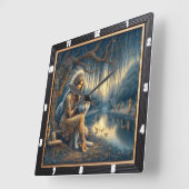 Native River Rhythm: Wildwood Heart Beat Quadratische Wanduhr (Winkel)