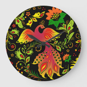 Native russian ornament große wanduhr