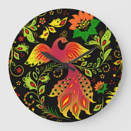 Native russian ornament große wanduhr (Vorderseite)