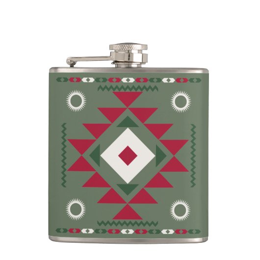 Native Santa Pattern Flachmann (Vorderseite)