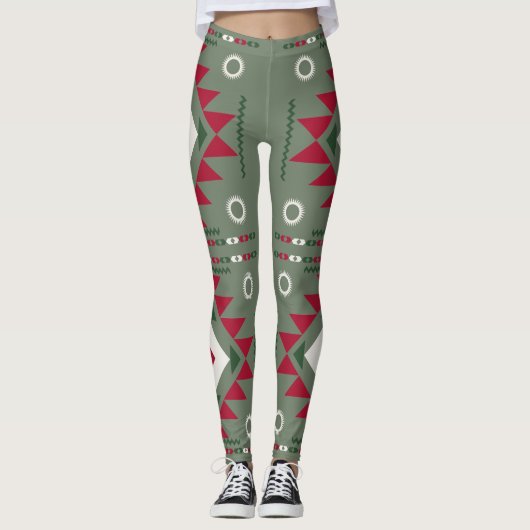 Native Santa Pattern Leggings (Vorderseite)