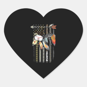 Native Style Nurse American Flag Herz-Aufkleber
