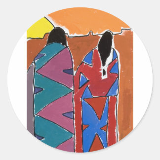 Native Sunset Runder Aufkleber