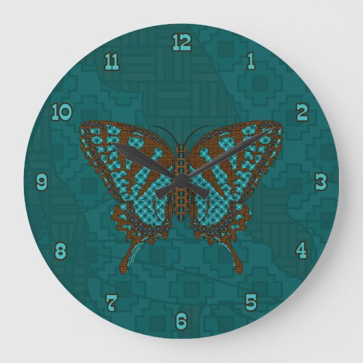 Native Swallowtail Clock Große Wanduhr (Vorderseite)