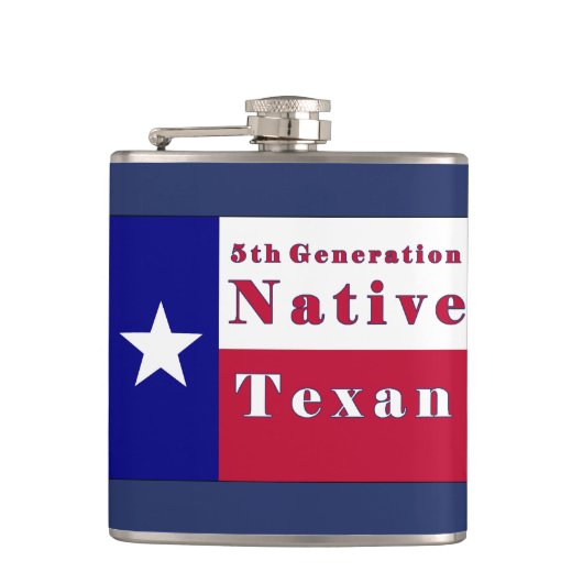 Native Texan Flag der 5. Generation Flachmann (Vorderseite)
