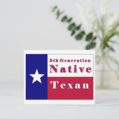 Native Texan Flag der 5. Generation Postkarte (Stehend Vorderseite)