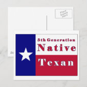 Native Texan Flag der 5. Generation Postkarte (Vorne/Hinten)