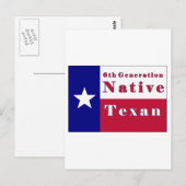 Native Texan Flag der 6. Generation Postkarte (Vorne/Hinten)