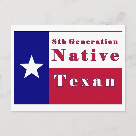 Native Texan Flag der achten Generation Postkarte (Vorderseite)