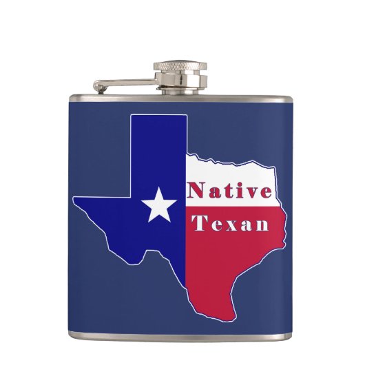Native Texan Flag Map Flachmann (Vorderseite)