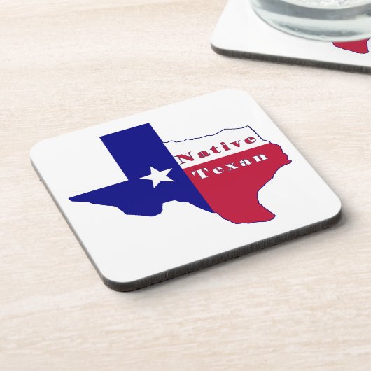 Native Texan Flag Map Getränkeuntersetzer (Linke Seite)
