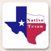 Native Texan Flag Map Getränkeuntersetzer (Vorderseite)