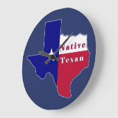 Native Texan Flag Map Große Wanduhr (Winkel)