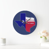Native Texan Flag Map Große Wanduhr (Zuhause)