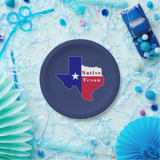 Native Texan Flag Map Pappteller (Party)