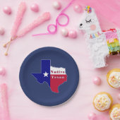 Native Texan Flag Map Pappteller (Party)