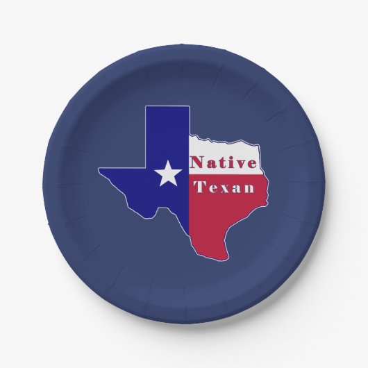Native Texan Flag Map Pappteller (Vorderseite)